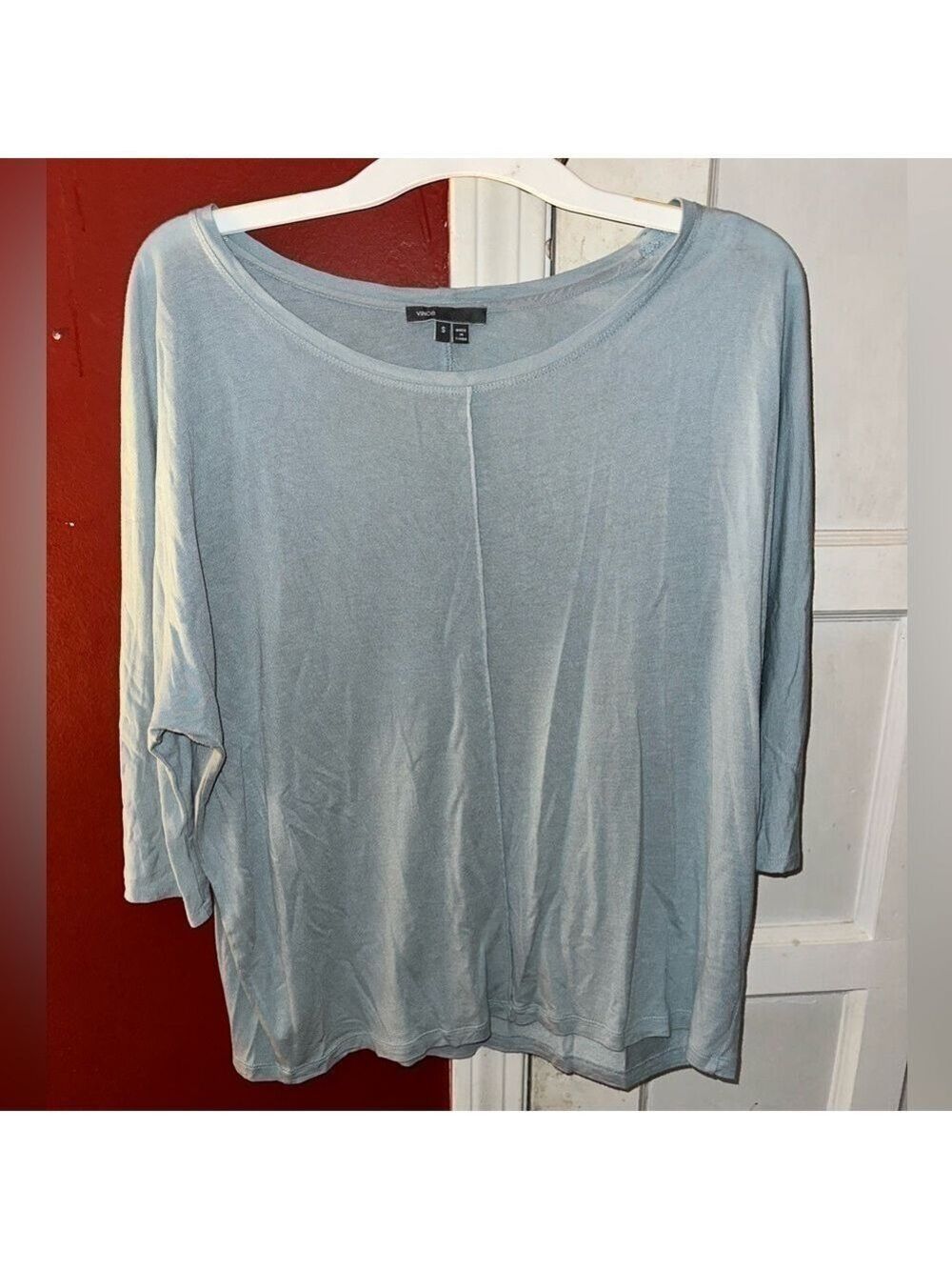 Vince 3/4 Sleeve Crew Neck Tshirt in Blue - Picture 4 of 8